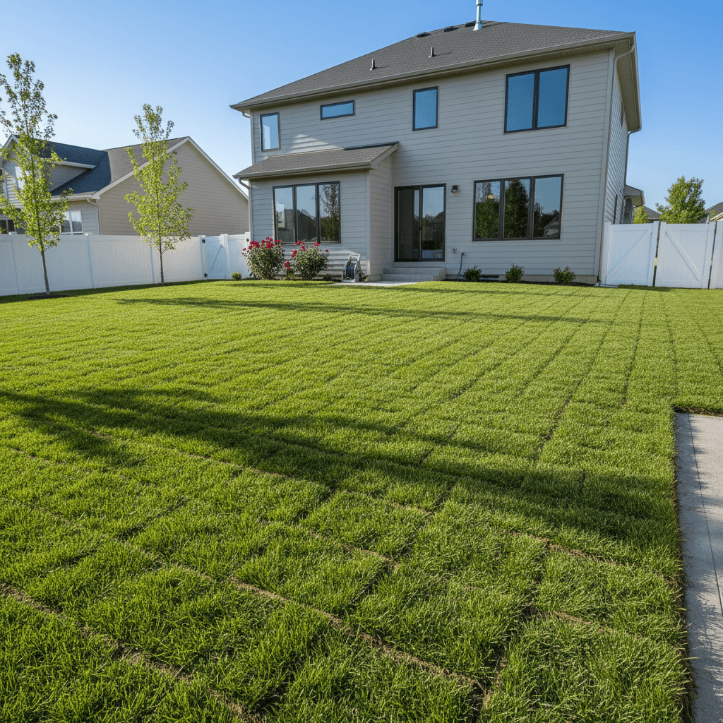 New sod installation on residential property