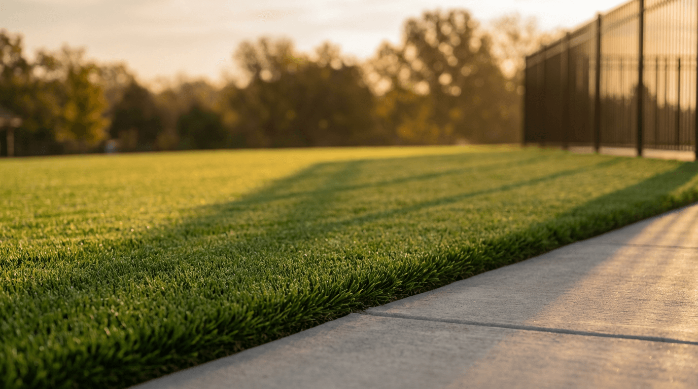 Professionally installed hardscape patio with fresh sod and manicured green lawn in a Rapid City residential setting